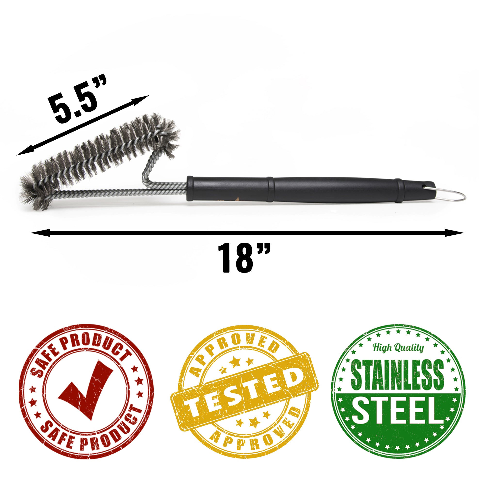 Bbq Cleaning Steel Brush, 3 In 1 Stainless Steel Right Angle Wire