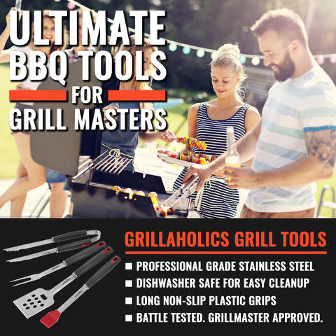 Pure Grill 4-Piece Stainless Steel BBQ Tool Utensil Set - Professional  Grade Barbecue Accessories
