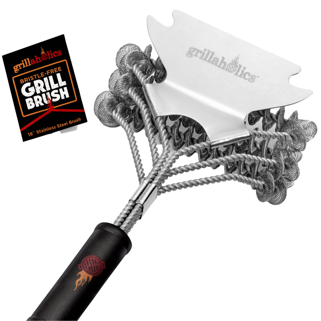 Grillaholics Essentials Grill Brush Steel - Triple Machine Tested for  Safety - Stainless Steel Wire Grill Brush for Deep Grill Cleaning -  Lifetime